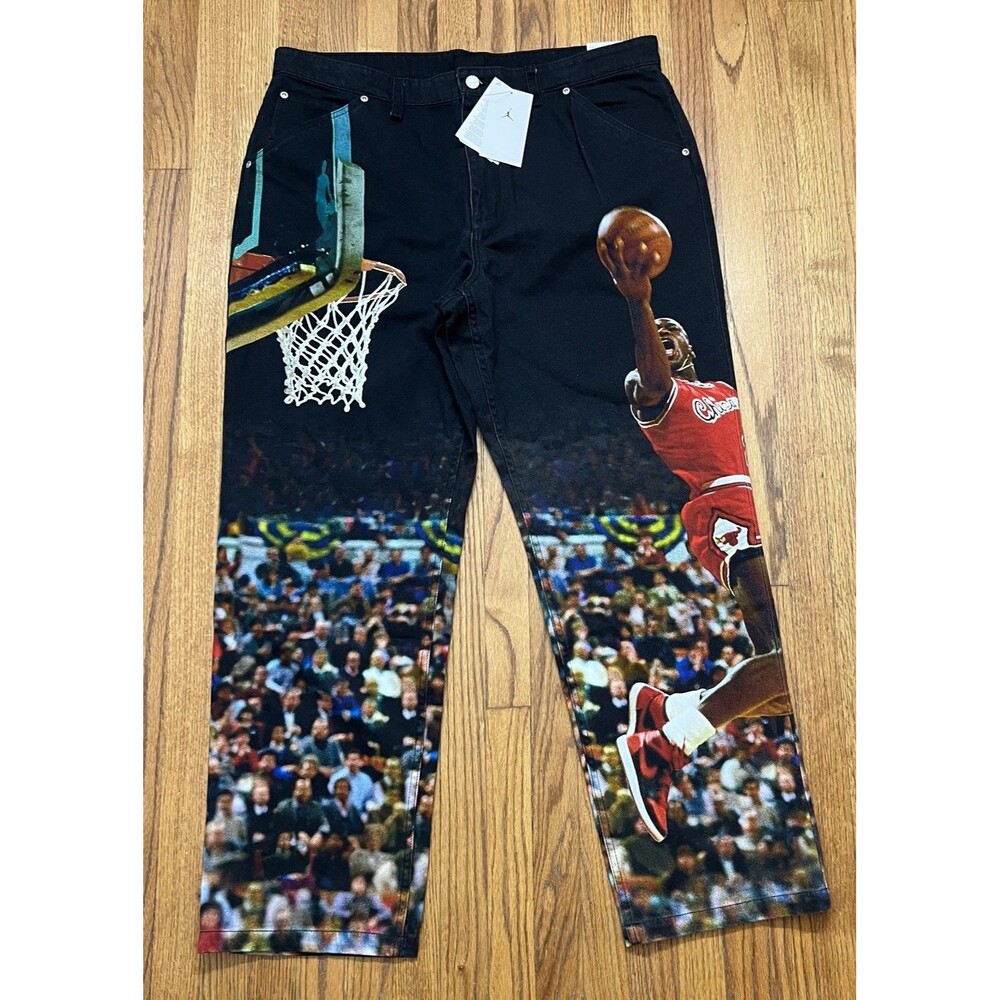 Nike Air Jordan Printed Twill Black Pants HF0045-010 - Men's Size 36